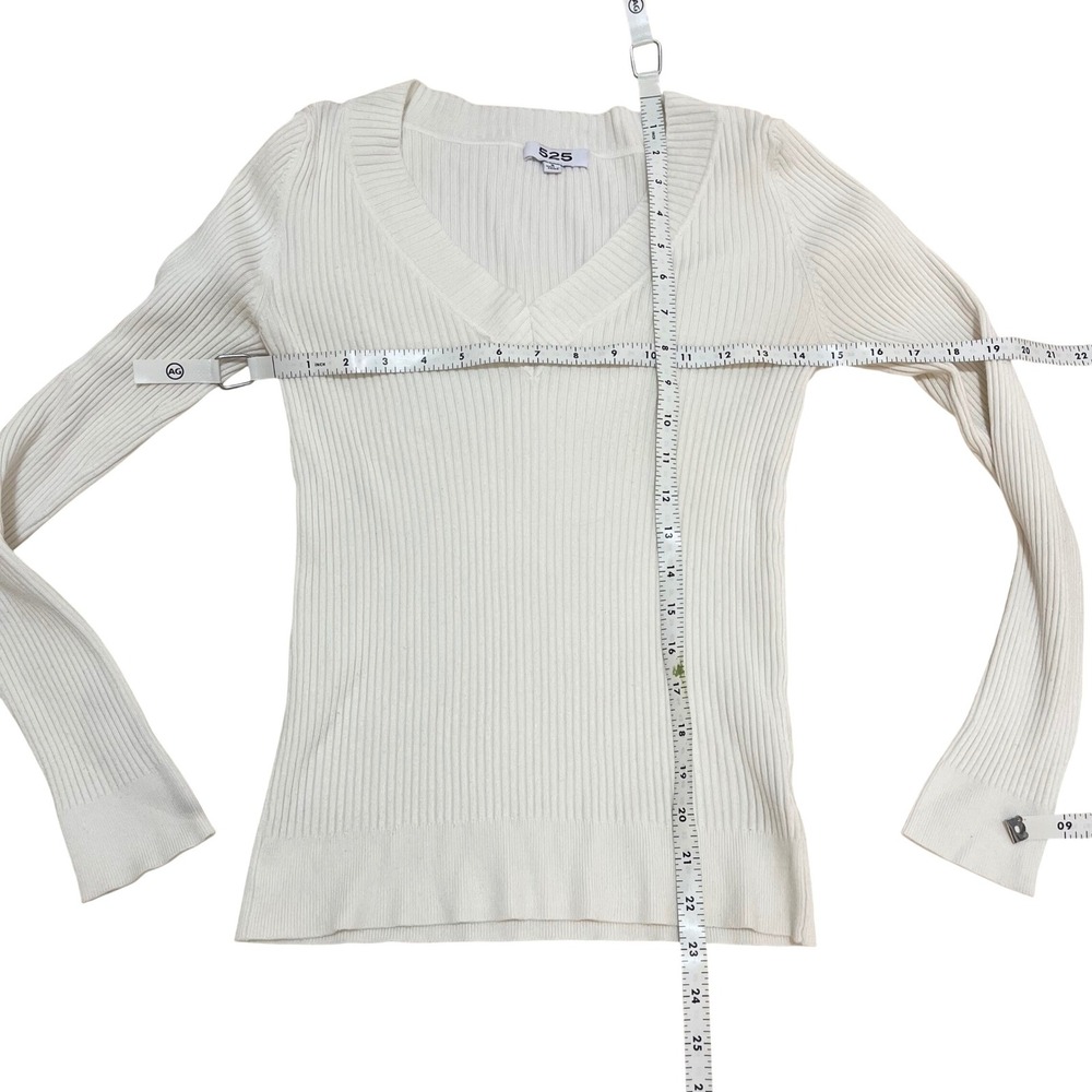 Preppy White Ribbed Long Sleeve Academia Y2K Layering Size Small Classic Basic - Picture 6 of 6